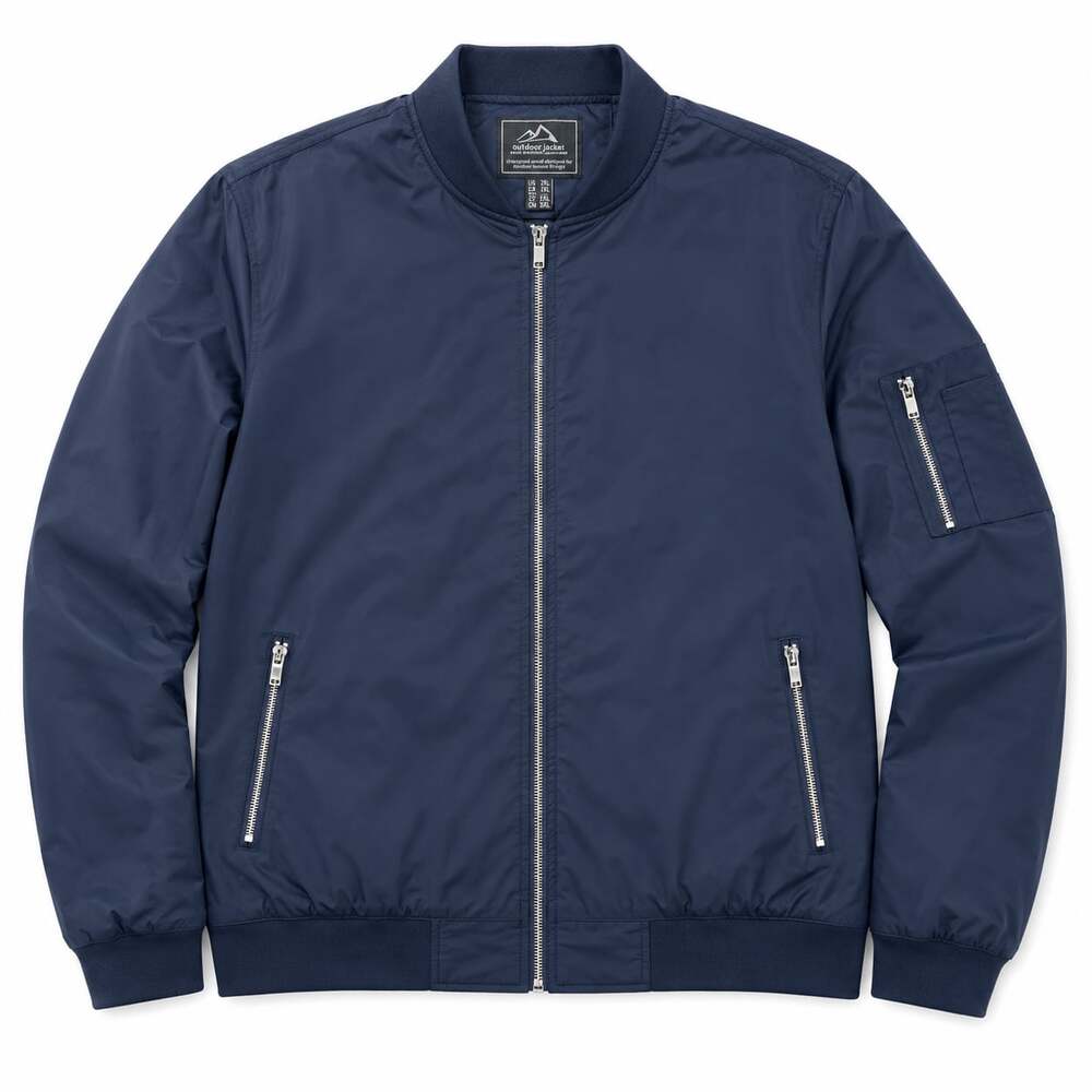 Outdoor Jacket Men's Lightweight Navy Blue Nylon Flight Bomber Jacket